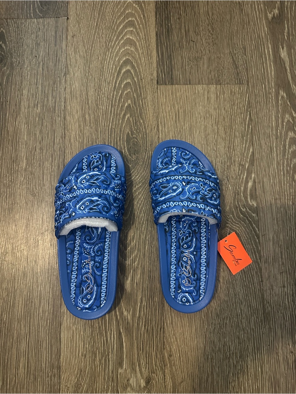 Blue Bandana Print Slide Sandals